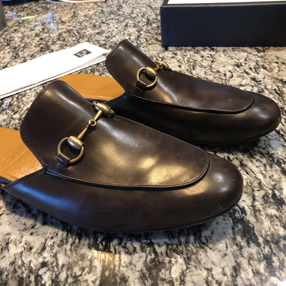 Men’s Gucci brown leather Horsebit slipper size 8